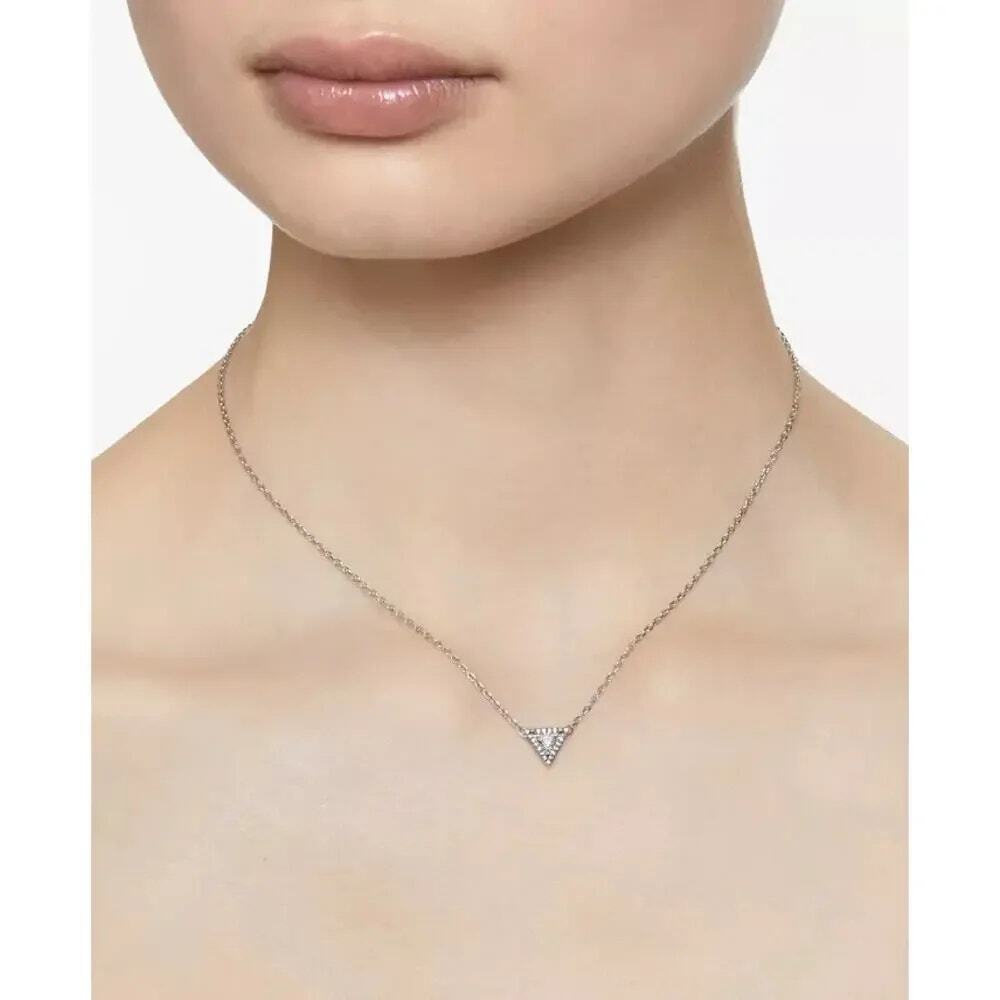 Swarovski Stilla Triangle Everyday White Rhodium Plated Punk Necklace NWB